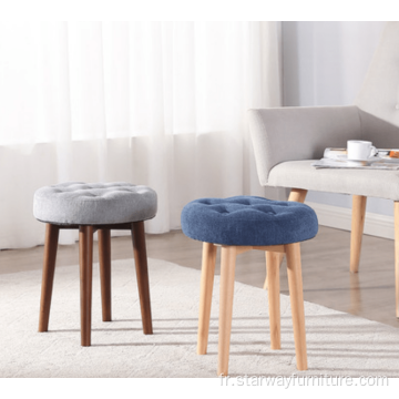 Tabouret en bois rond en bois rond en bois recouvert de tissu en bois